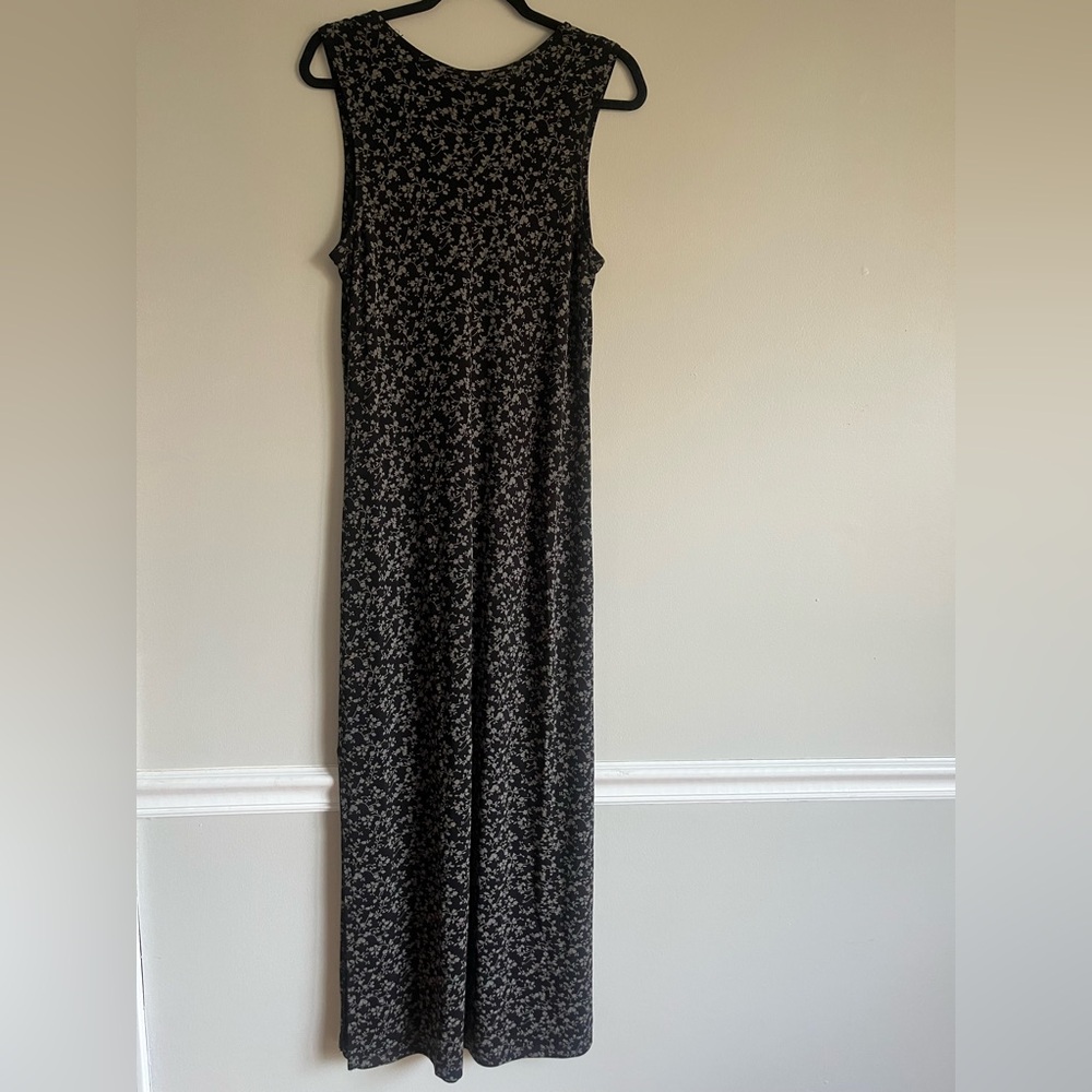 Vintage 90s/2000s GAP Flora Maxi Dress Sleeveless V-Neck Black/Gray Y2K Sz L - Picture 5 of 9